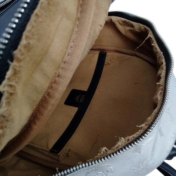 (L5) Authentic MCM Backpack Bag Silver PVC Luxury Vintage Designer Handbag - Picture 6 of 9